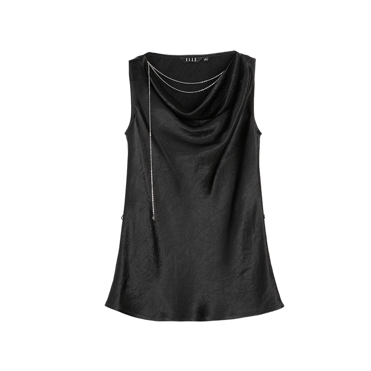 

ELLE Футболка-майка женская Black Crew Neck Moderate Straight Fit