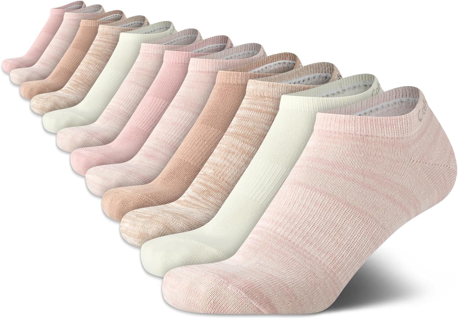 

Женские носки Calvin Klein No Show - 12 пар плоских трикотажных носков с мягкой подошвой, для женщин, для занятий спортом и бега, Pink Assorted