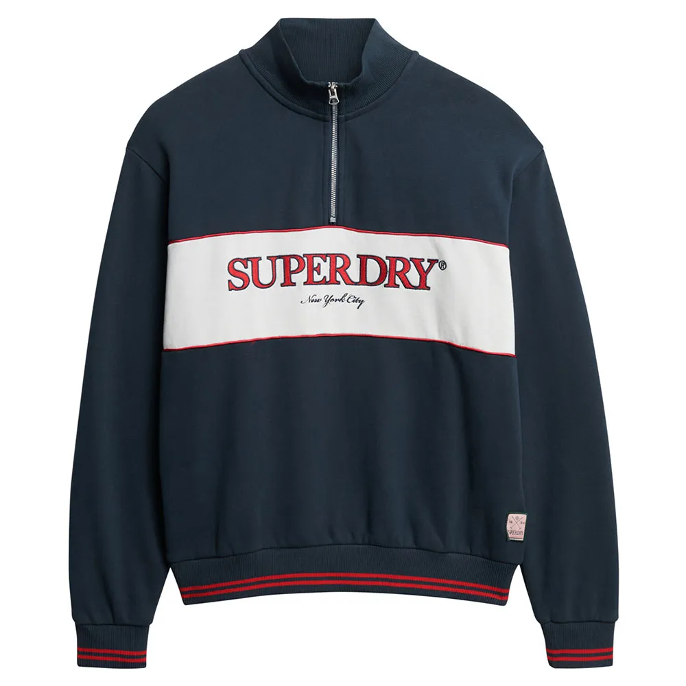 Толстовка Superdry Country Club Loose half zip, синий — фото 2
