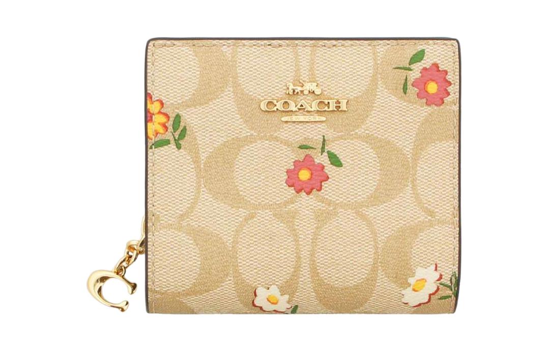 

Кошелек Snap Wallet Canvas с кожаным клатчем для женщин цвета хаки COACH