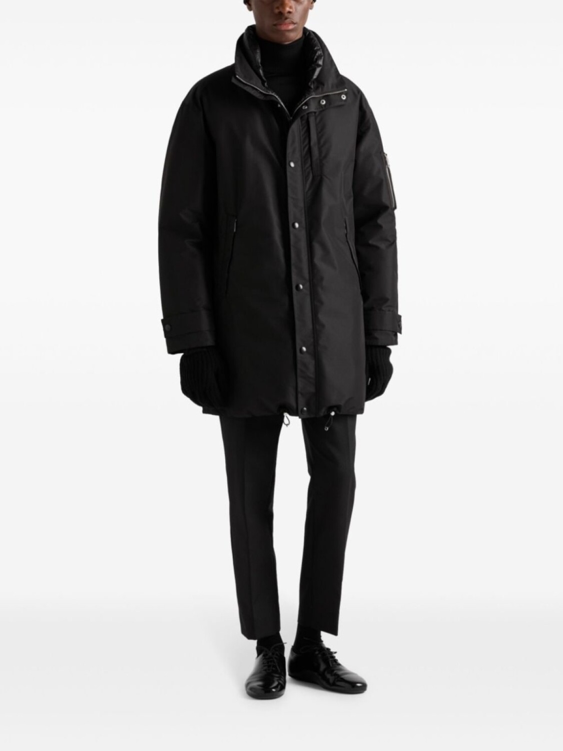 Пальто Prada с логотипом, черный
