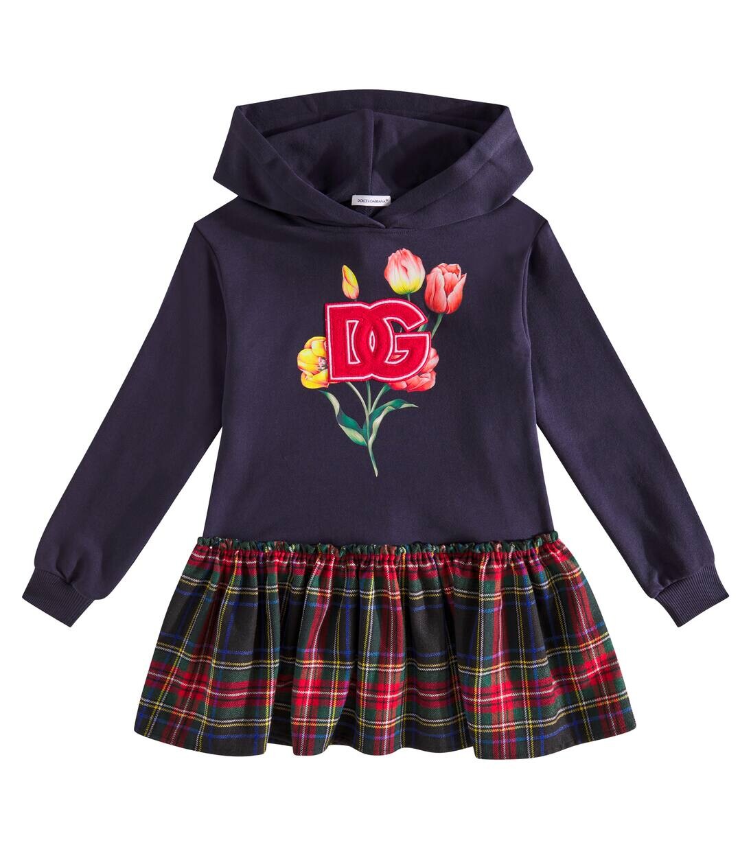 

Платье из хлопковой смеси с цветочным рисунком Dolce&Gabbana Kids, цвет variante abbinata