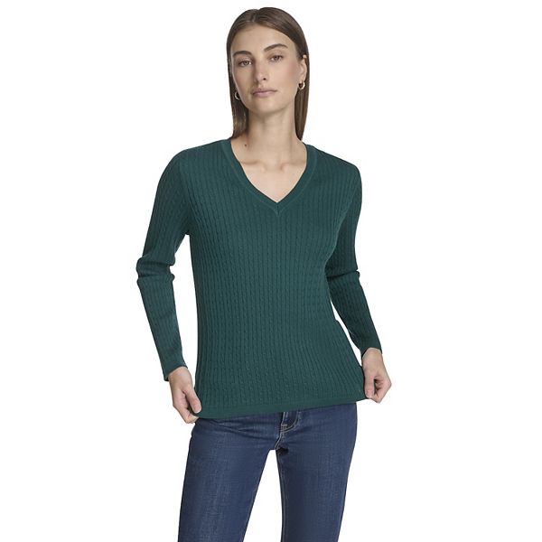 

Женский свитер с v-образным вырезом и косой Nautica, Forest Green