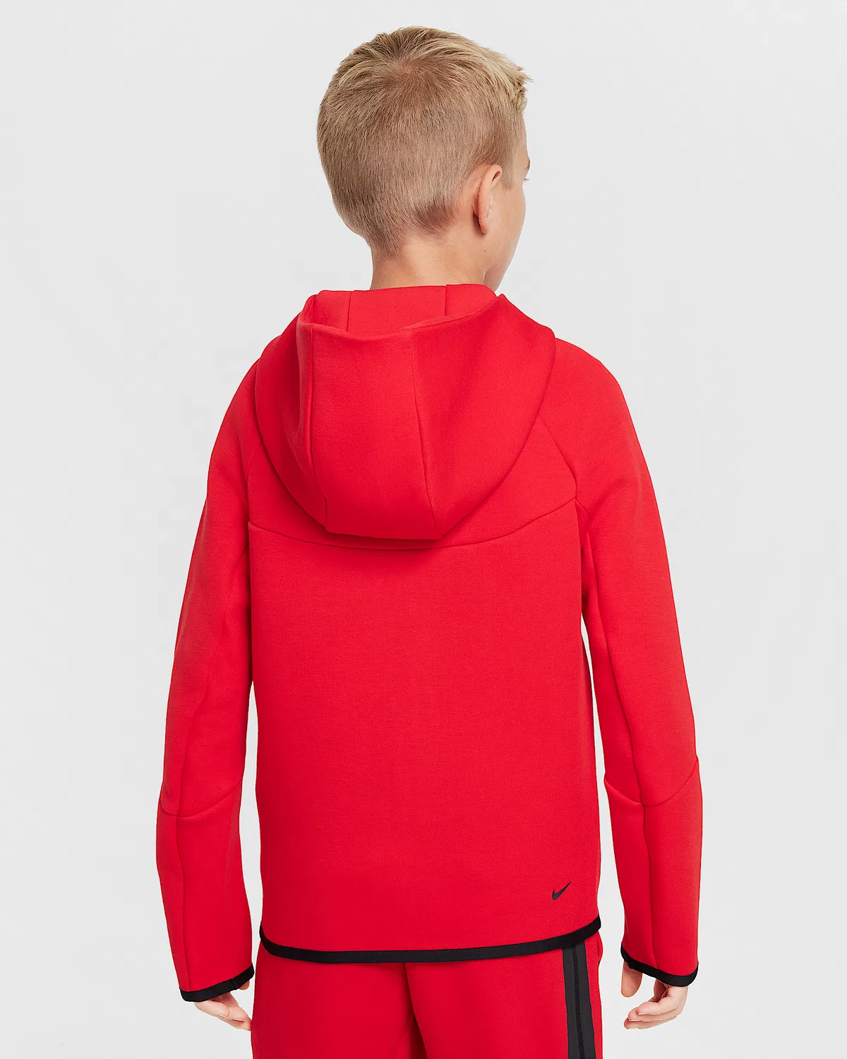 Детская худи Nike Sportswear Tech Fleece на молнии, University Red/Black/Black — фото 2