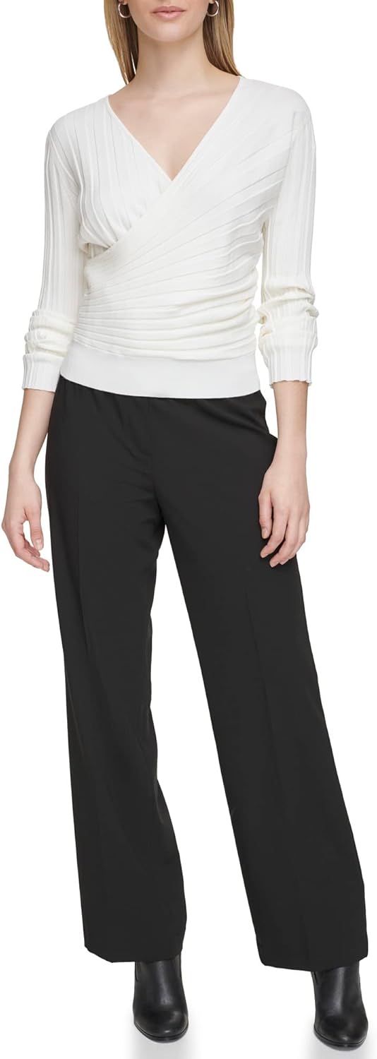 

Женский свитер с длинными рукавами и имитацией запаха Calvin Klein, Soft White