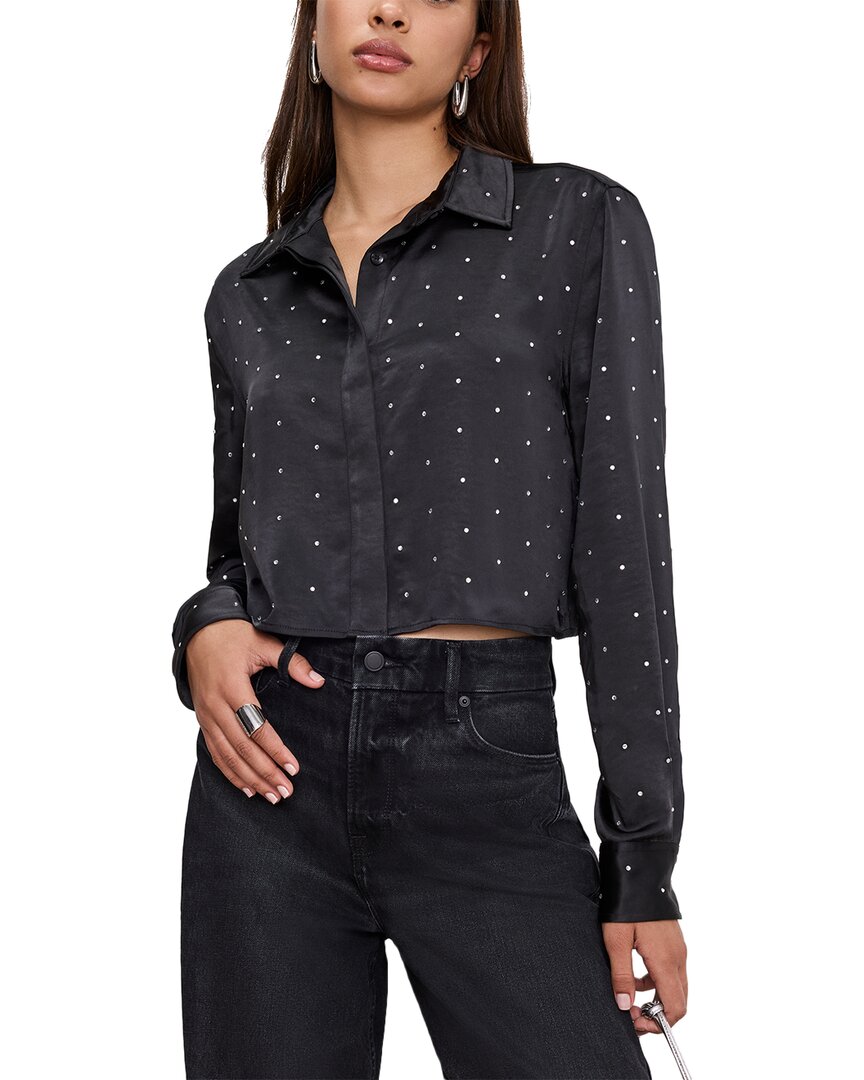 

GOOD AMERICAN Кристальная атласная блузка, черный