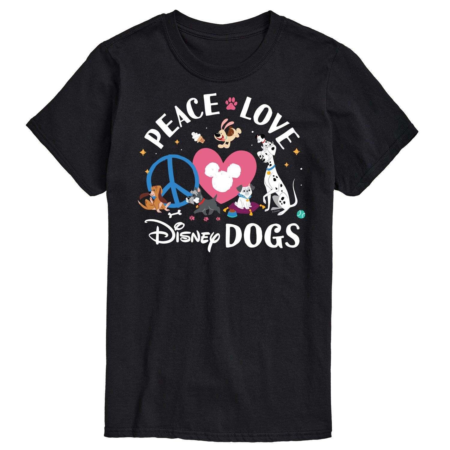

Футболка с рисунком Disney's Cats & Dogs Big & Tall Peace Love Dogs License
