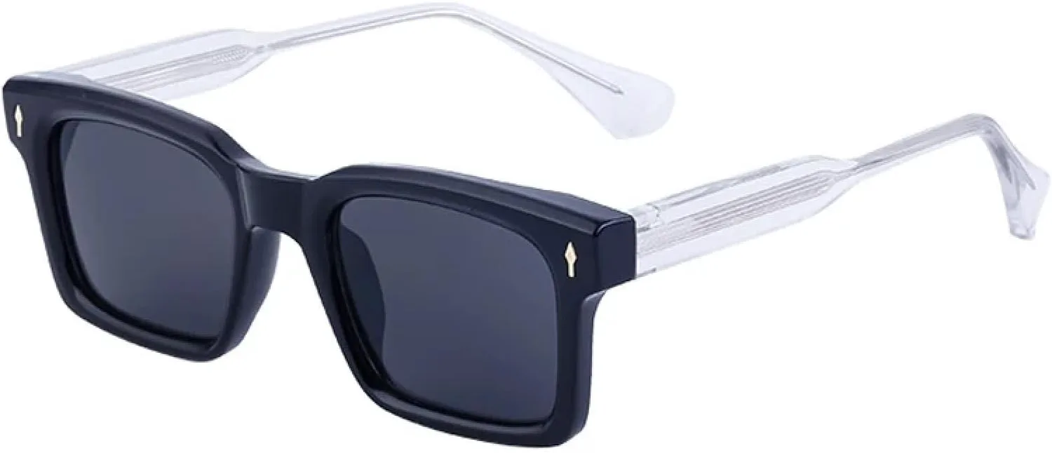 

Солнцезащитные очки Retro Rivets для женщин, роскошные солнцезащитные очки с леопардовым принтом, солнцезащитные очки UV400 для мужчин TVTBBVV, Black Clear Grey