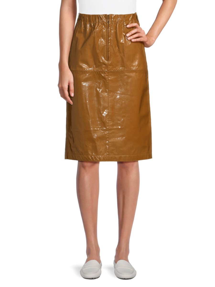 

Юбка из лакированной кожи Tod's, цвет Dark Khaki