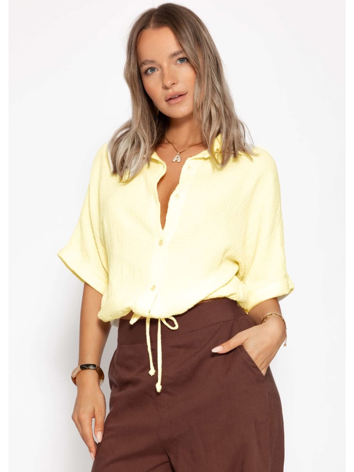 

Муслиновая блузка с кулиской желтого цвета SASSYCLASSY