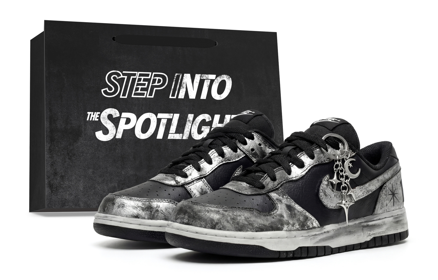 

Nike Большие устойчивые к истиранию низкие кроссовки для скейтбординга Unisex черные серебристые