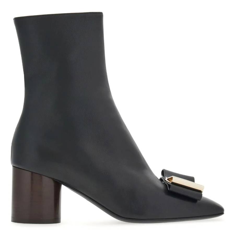 Ferragano Ботинки до щиколотки с двойным бантом из кожи Salvatore Ferragamo, черный