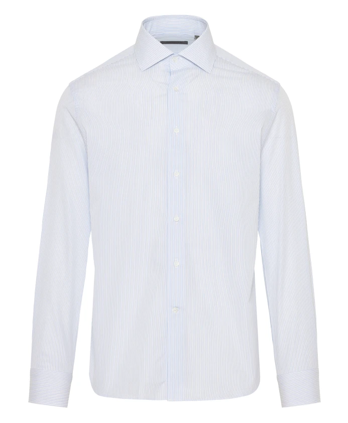 

Полосатая хлопковая рубашка, изготовленная в Италии. Corneliani, синий