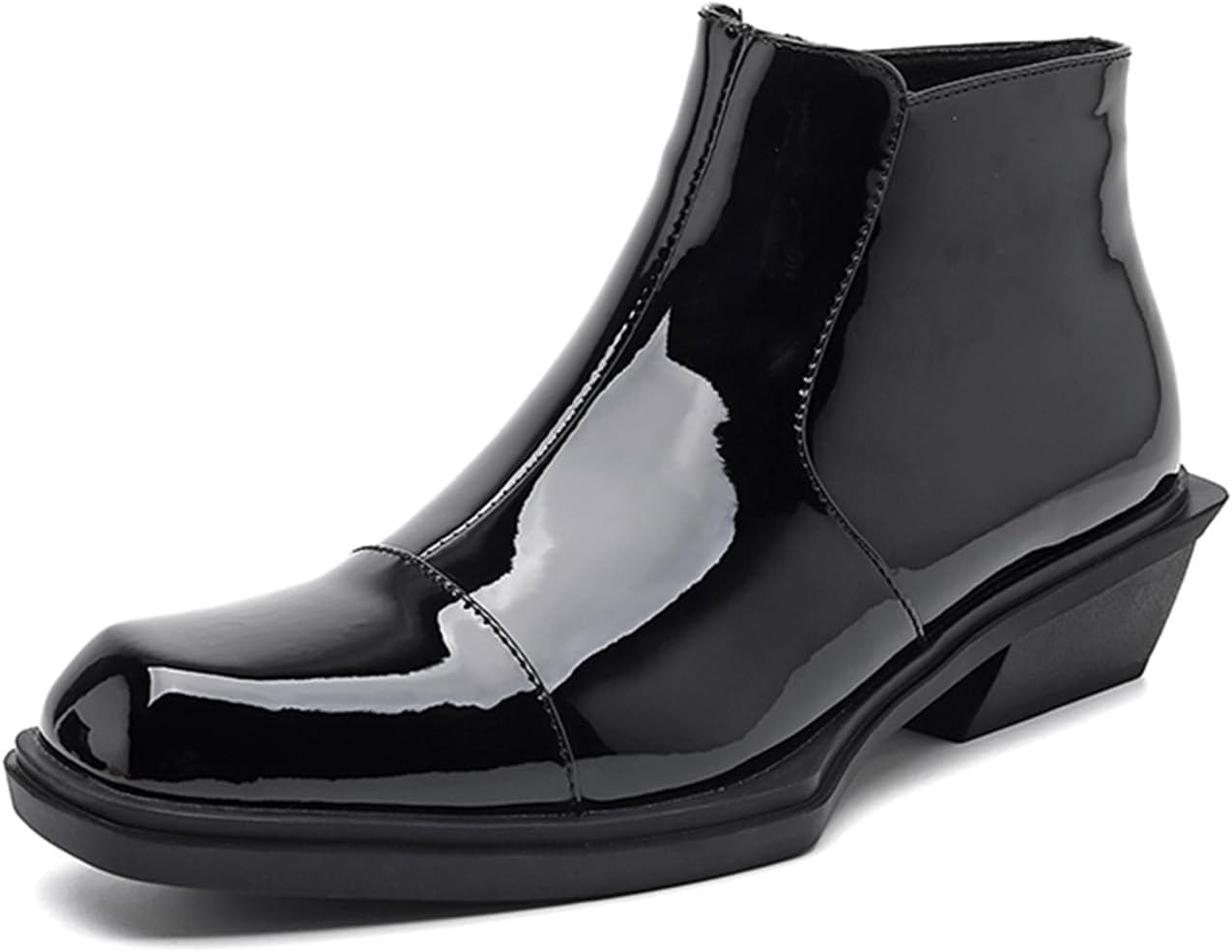 

Мужские повседневные кожаные ботинки выше щиколотки, модные челси, деловые и свадебные туфли для мужчин Generic, черный