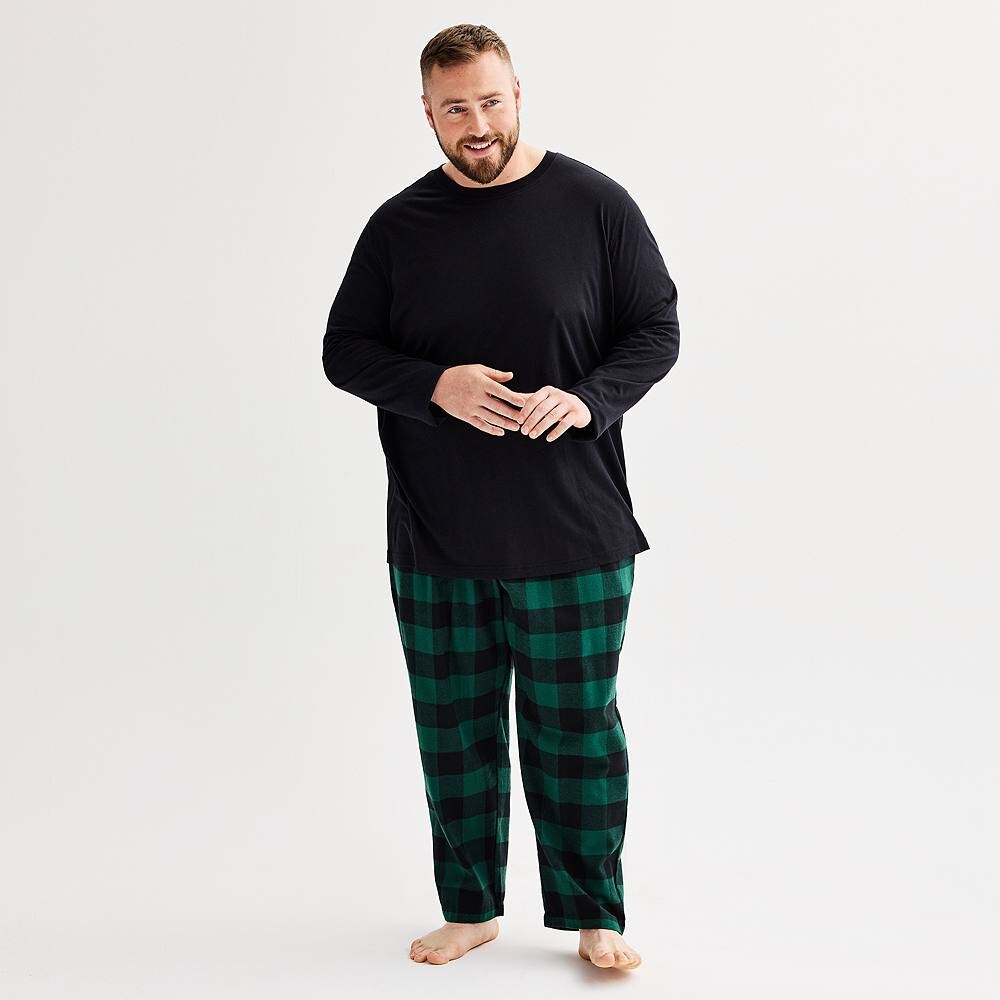

Big & Tall Sonoma Goods For Life Комплект из 2 пижамных топов с длинными рукавами и фланелевых пижамных штанов, цвет Green Buffalo Check
