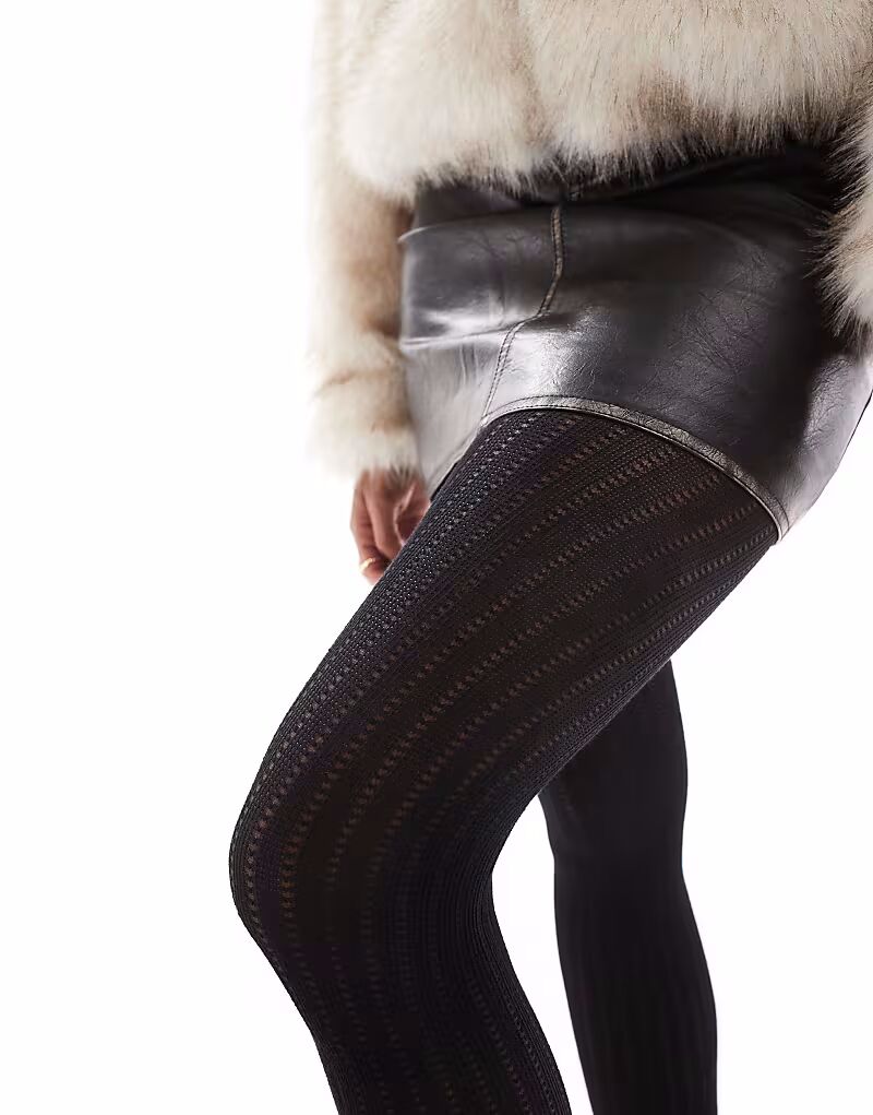 

Колготки Pretty Polly с фактурой в рубчик, черного цвета