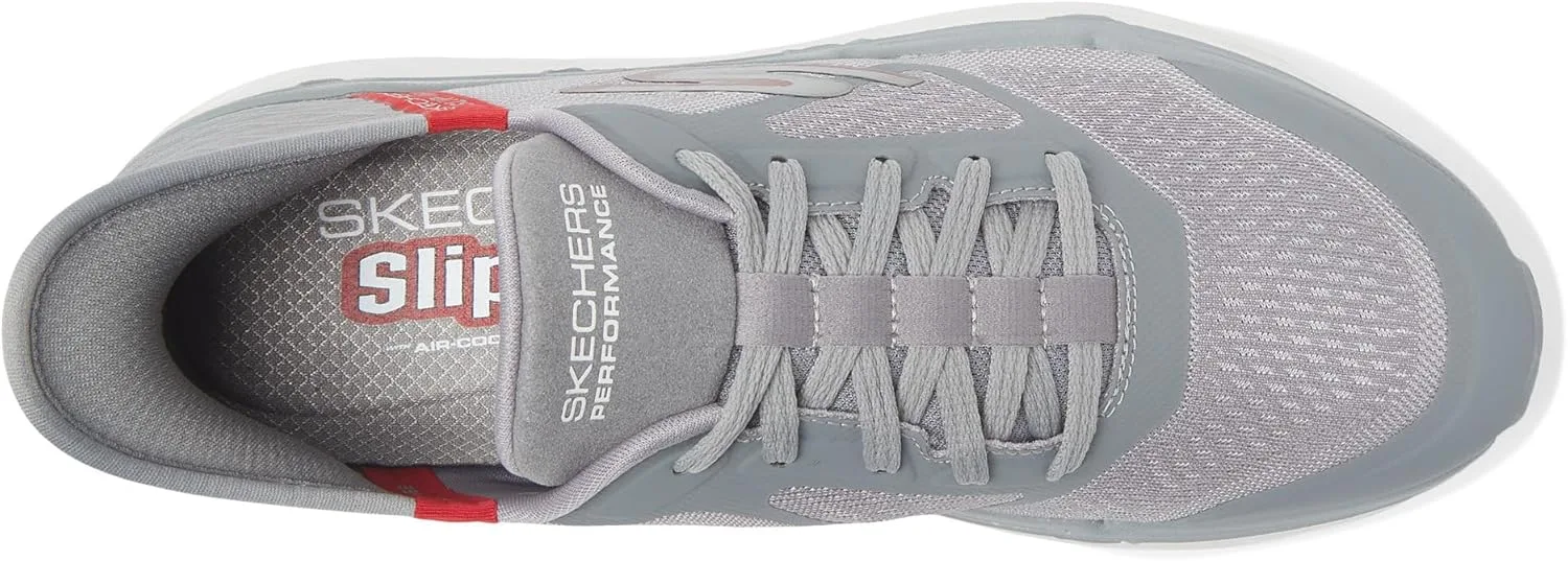 Мужские кроссовки Skechers Max Cushioning Premier Ascendant Hands Free без шнурков, красный/серый — фото 2
