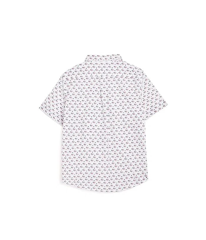 Рубашка с коротким рукавом из хлопка с принтом Vineyard Vines Kids, White Cap — фото 2