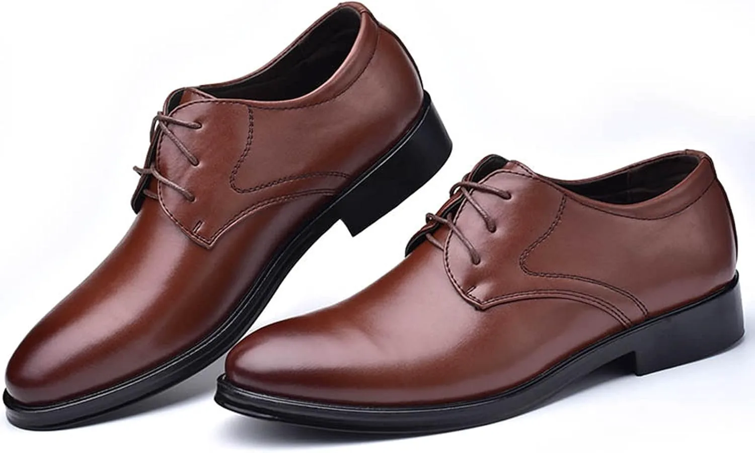 Мужские классические туфли HINDOLA Oxfords для официальных мероприятий, деловые, мягкие, свадебные и повседневные современные рабочие туфли, коричневый — фото 2