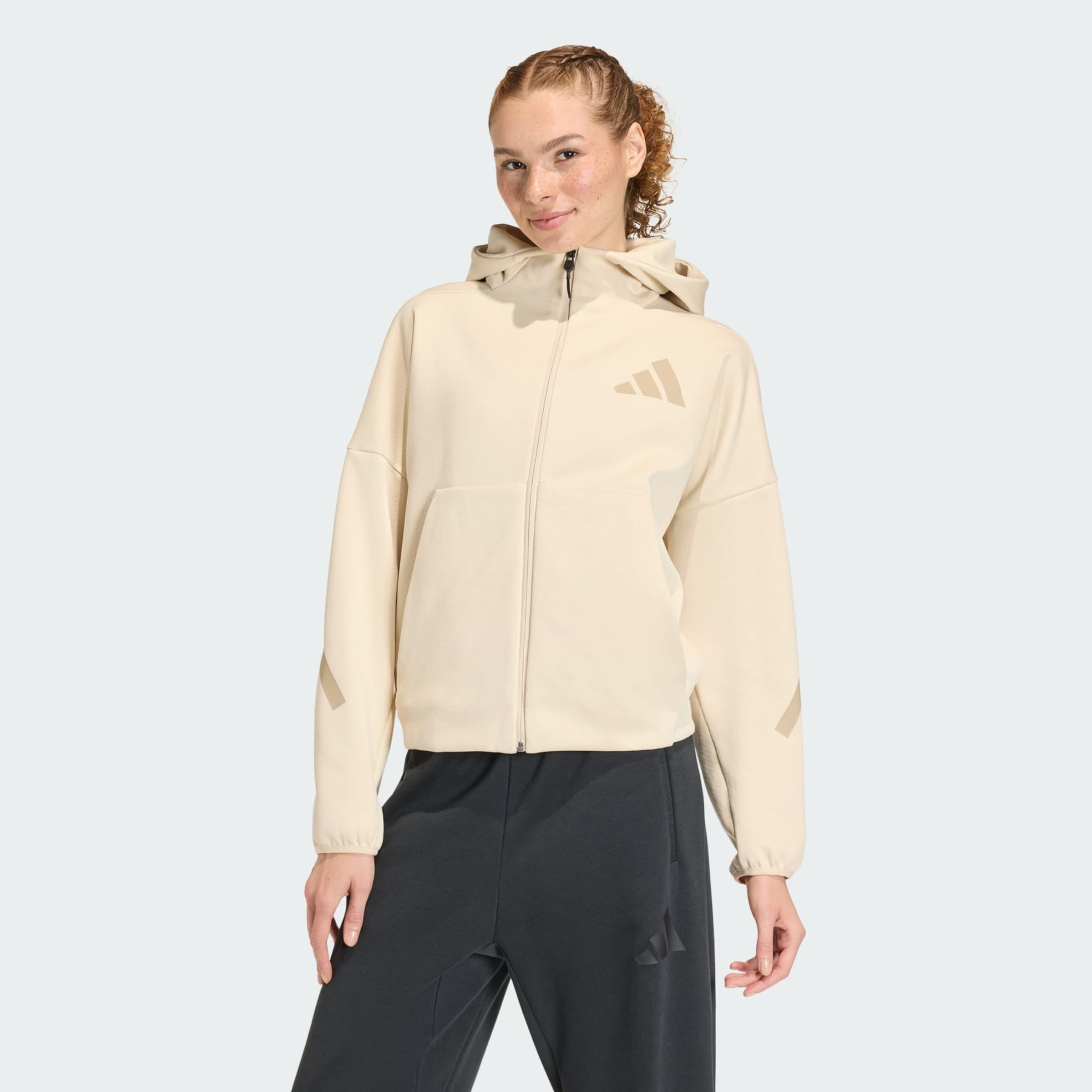 Adidas Sportswear Атлетическая худи на молнии 'Z.N.E.' в цвете беж, песочный — фото 2