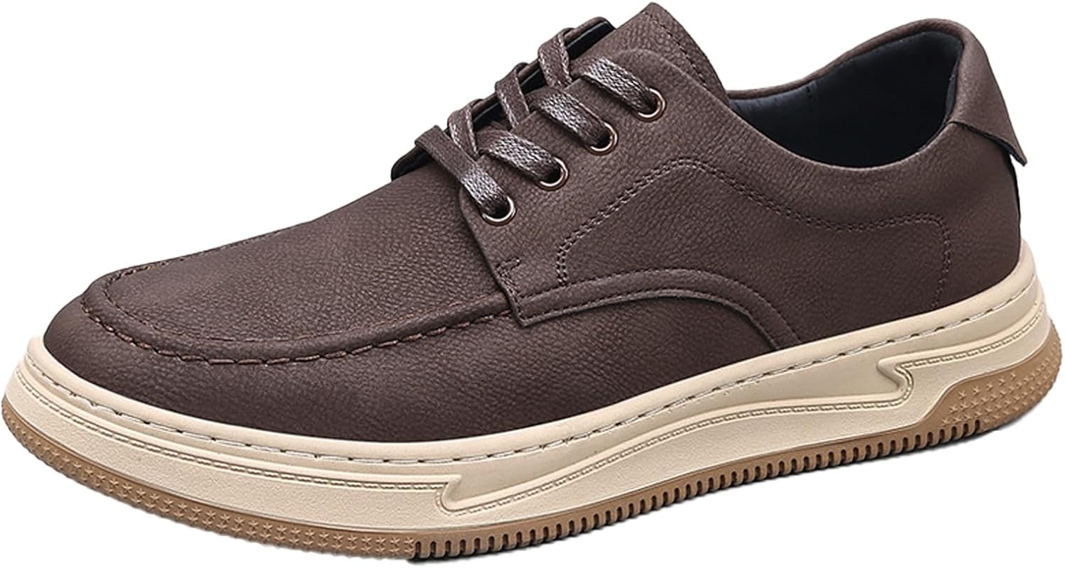 

Мужские кожаные повседневные туфли оксфорды на шнуровке, низкие, легкие, с мягкой внутренней частью, закругленным носком, классические удобные кроссовки для повседневных прогулок, вождения и путешествий Qwuieoin, хаки