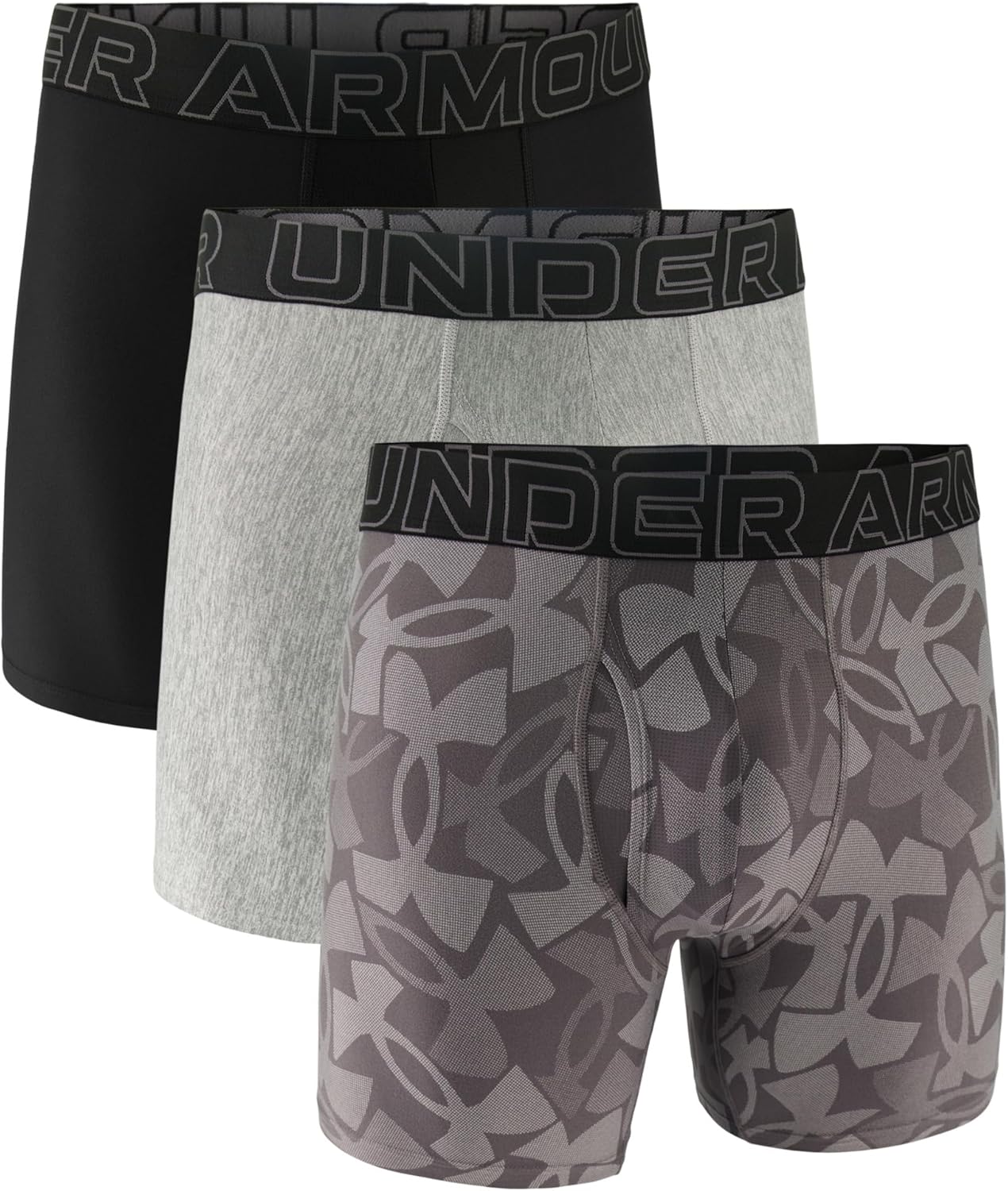 

Under Armour мужские боксеры Multi-Pack Standard Tech, длина по внутреннему шву 6", комфорт на весь день и ультрамягкие, Steel Logo Print 3 Pack