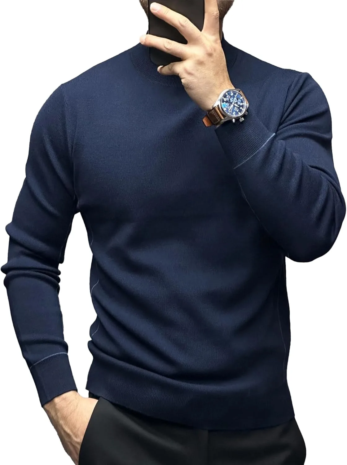 

Fioboc мужской свитер-пуловер Casual Slim Fit легкий с длинным рукавом