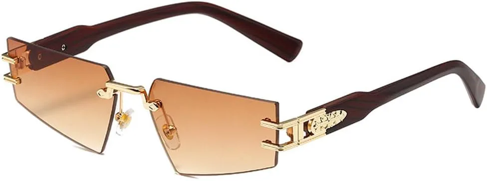 

Солнцезащитные очки без оправы с дужками под дерево, для активного отдыха, путешествий, уличного стиля, женские, с защитой от УФ-излучения UV400 PRSTNN, C3