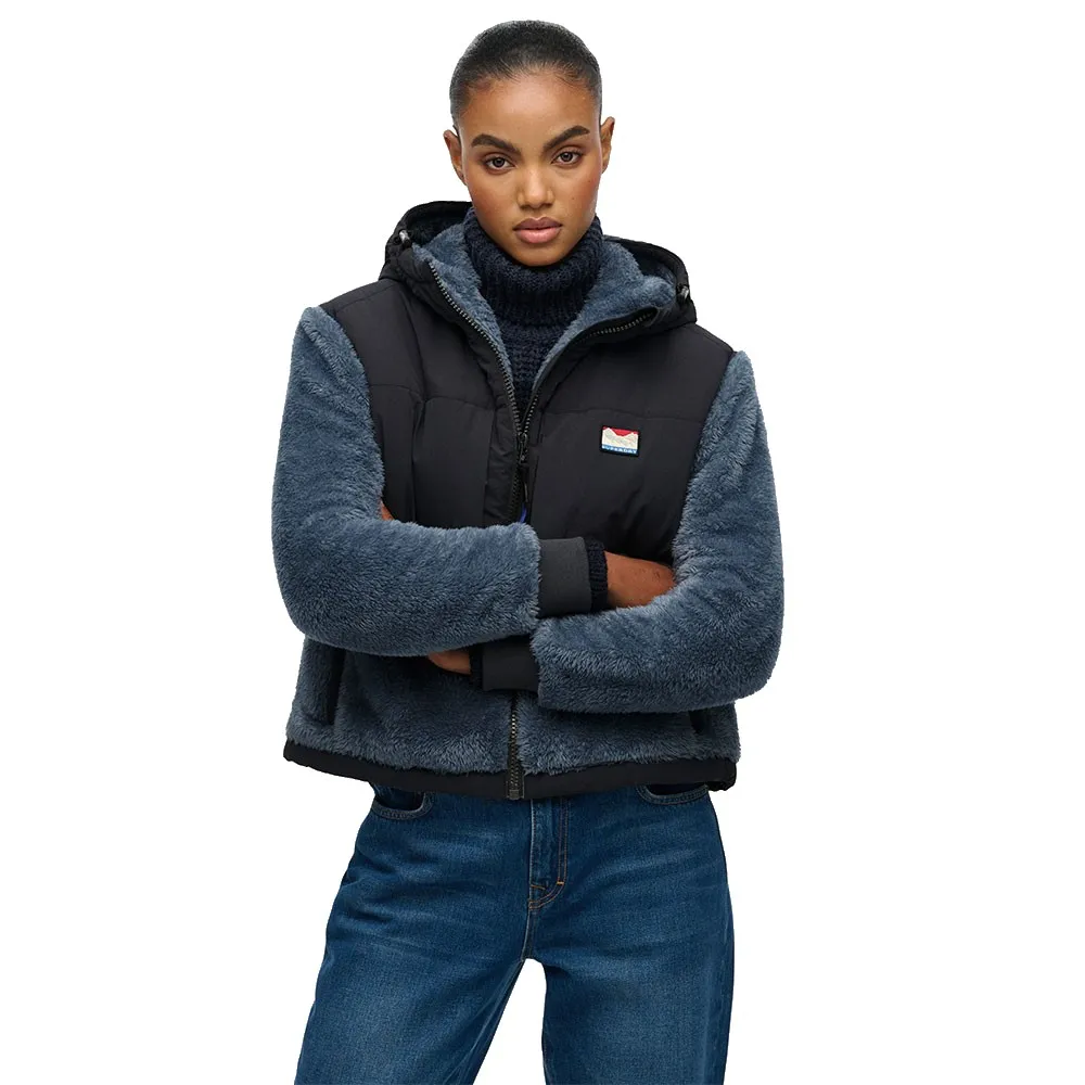 Толстовка Superdry Super Soft Hybrid на молнии по всей длине, синий — фото 4