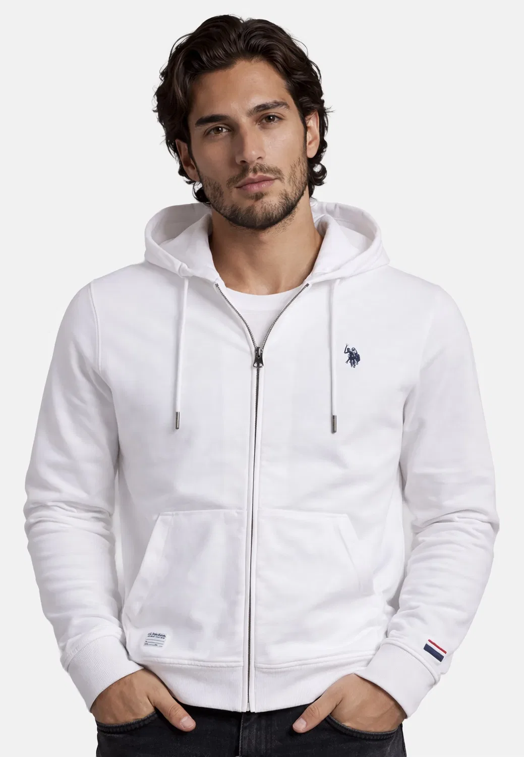 Спортивная куртка, капюшон, U.S. Polo Assn., белый