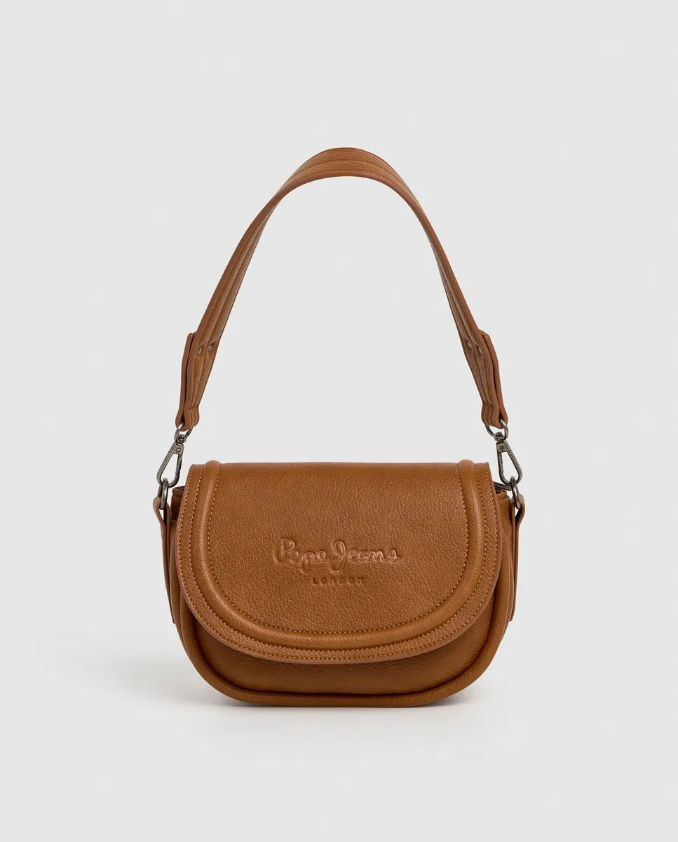 

Женская сумка через плечо Crisha Code с клапаном с логотипом и двойным ремнем Pepe Jeans, коричневый