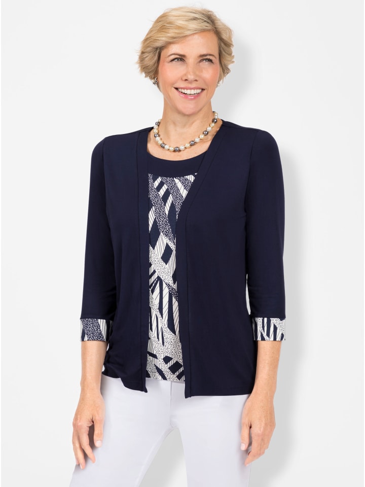 

WITT WEIDEN Футболка «2 в 1» с принтом в темно-синем и кремовом цветах, Бежевый, WITT WEIDEN Футболка «2 в 1» с принтом в темно-синем и кремовом цветах