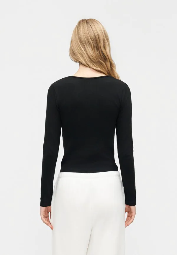 Футболка с длинными рукавами и вырезом логотипа Gap, Black — фото 3