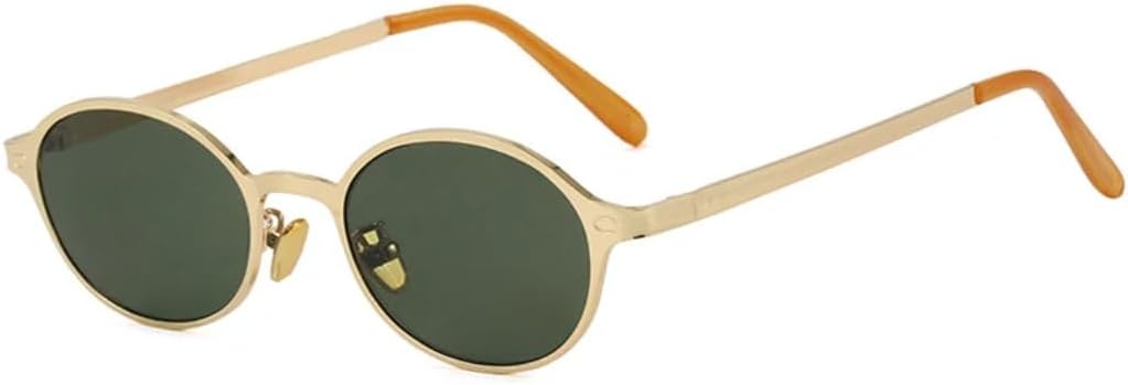 

Маленькие овальные солнцезащитные очки в стиле панк для женщин и мужчин, в металлической оправе, для вождения и путешествий, с защитой от УФ-излучения UV400 VVTWSSW, Gold Green