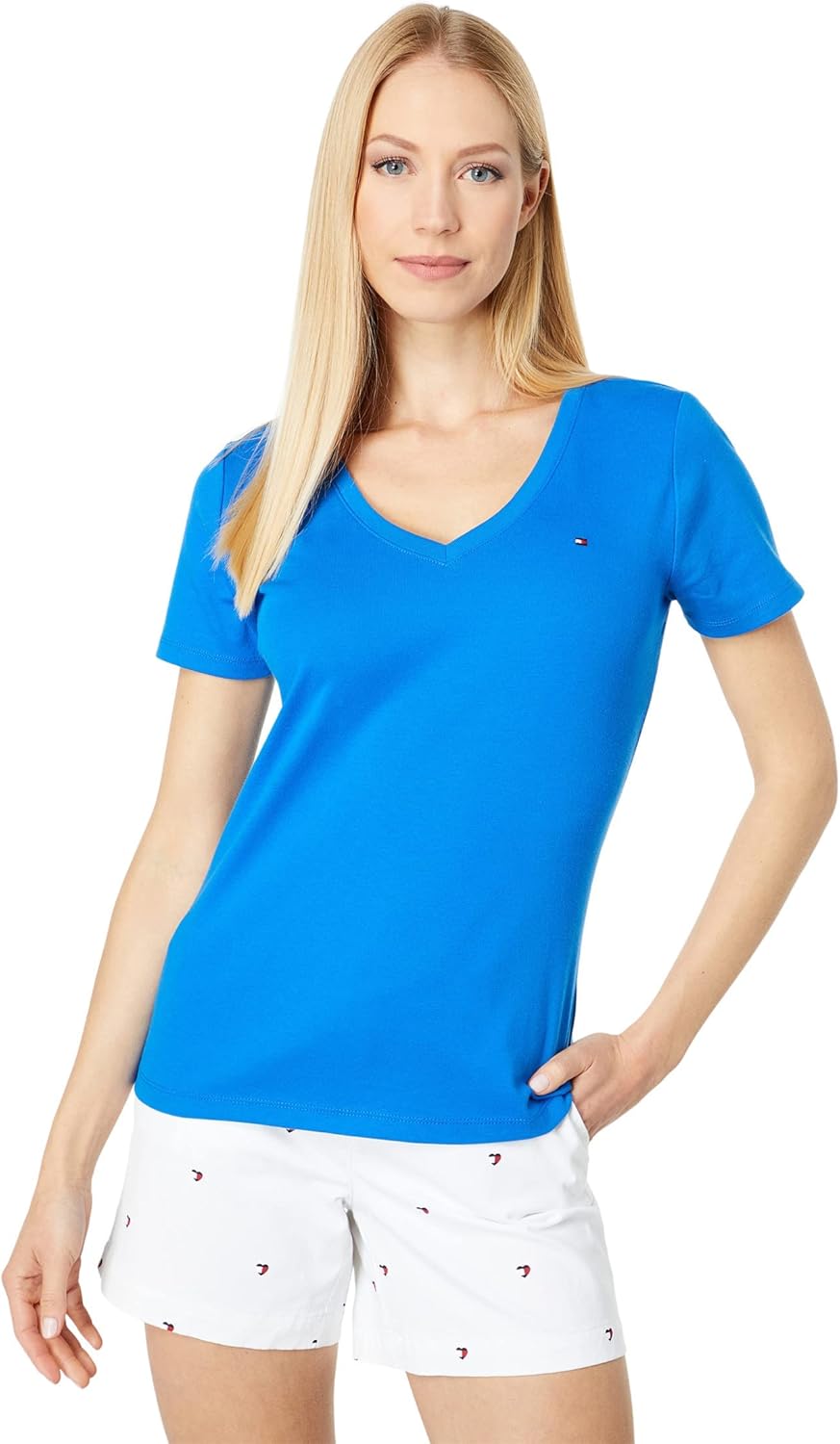 

Женская базовая футболка Tommy Hilfiger розового/белого цвета, Azure Blue