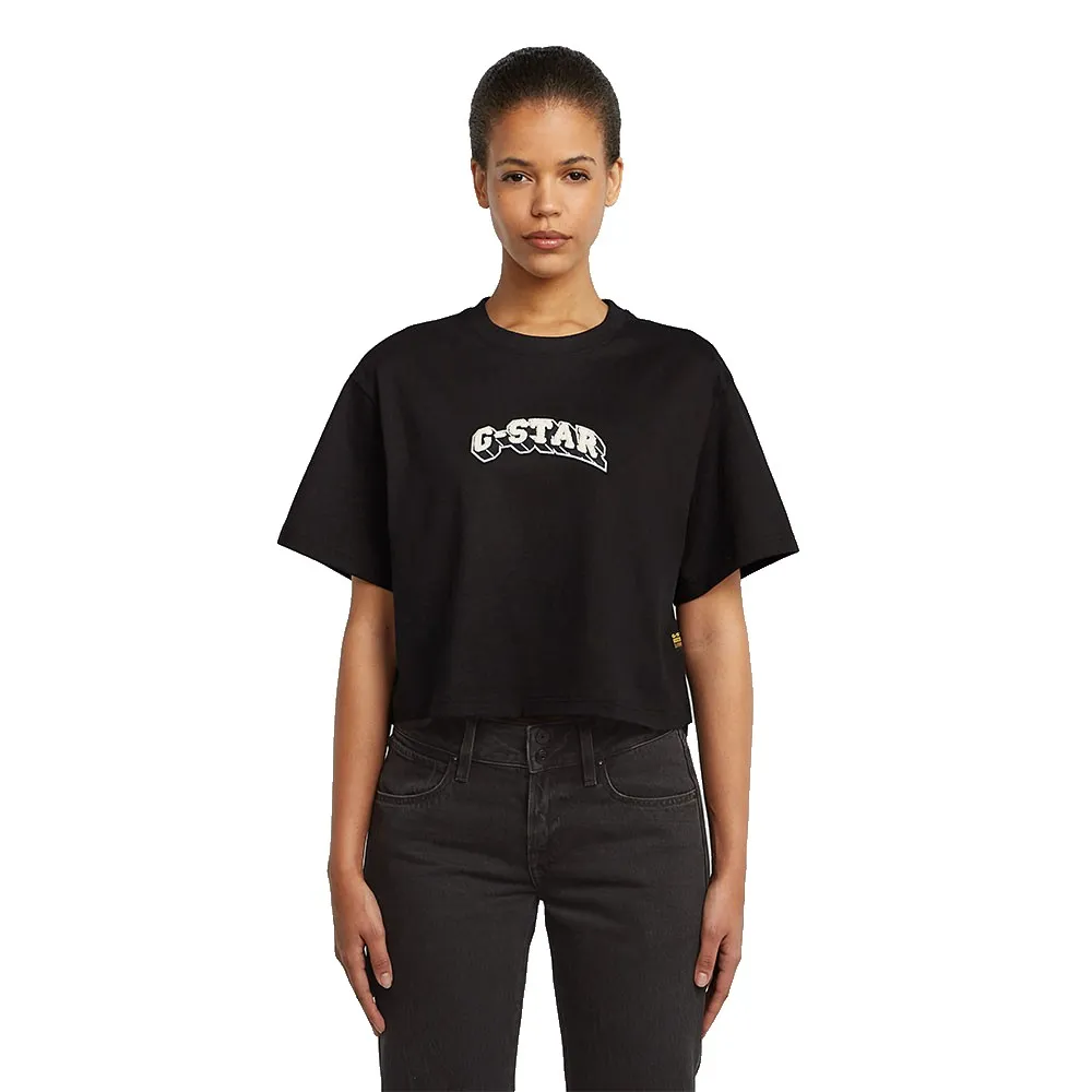 

Футболка с коротким рукавом G-Star Felt Logo Boxy, черный