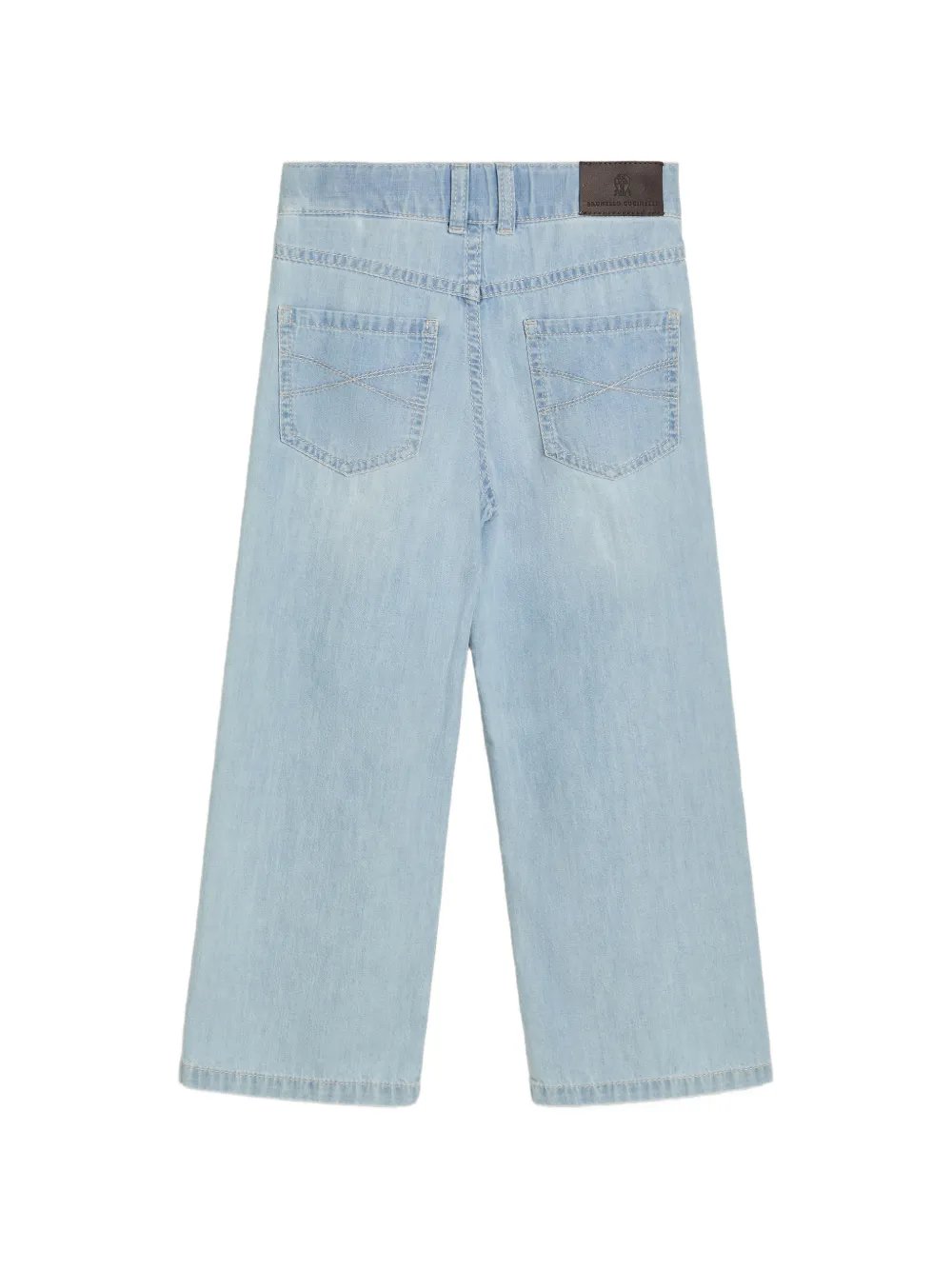 Джинсы с пятью карманами и отделкой Monili Brunello Cucinelli Kids, синий — фото 2