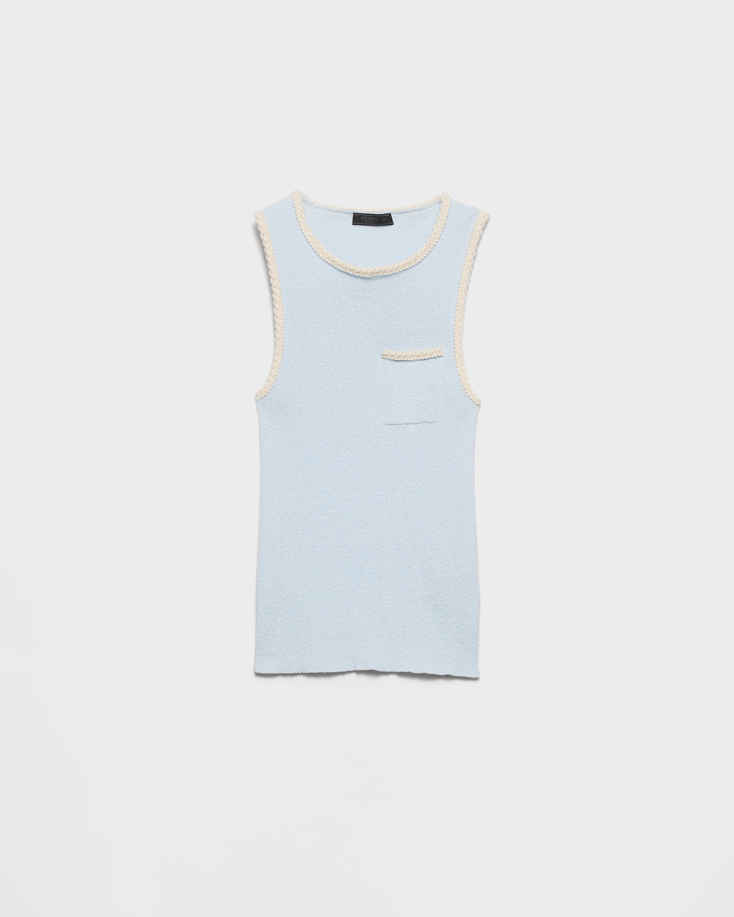 

Вышитый хлопковый топ без рукавов Prada, голубой
