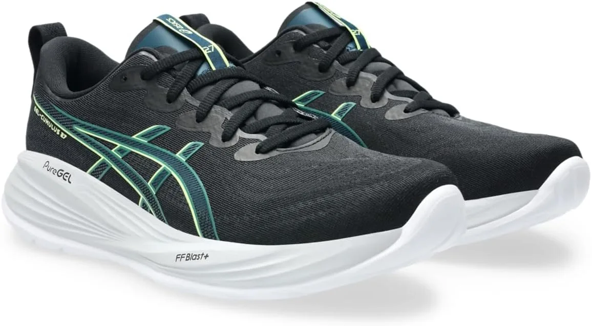Мужские беговые кроссовки ASICS Gel-Cumulus 27, цвет Glacier Grey/Mid Grey, черный/желтый — фото 2