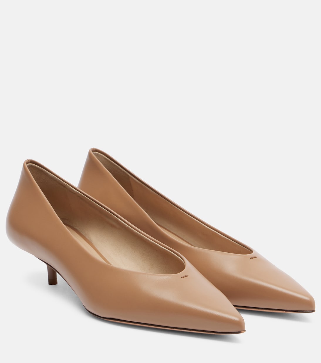 Кожаные туфли-лодочки Kittenpump Max Mara, Cammello