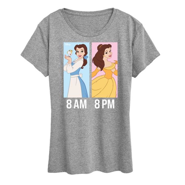 

Женская футболка с принтом «Утро до вечера» от Princess Belle Disney, серый