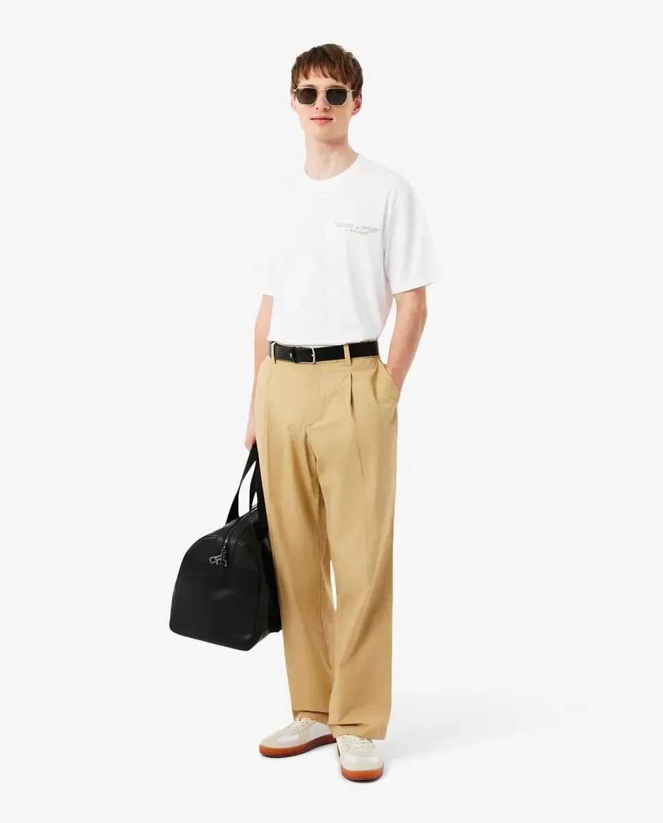 Футболка Lacoste мужская, хлопок, короткий рукав, вышивка, белый — фото 4