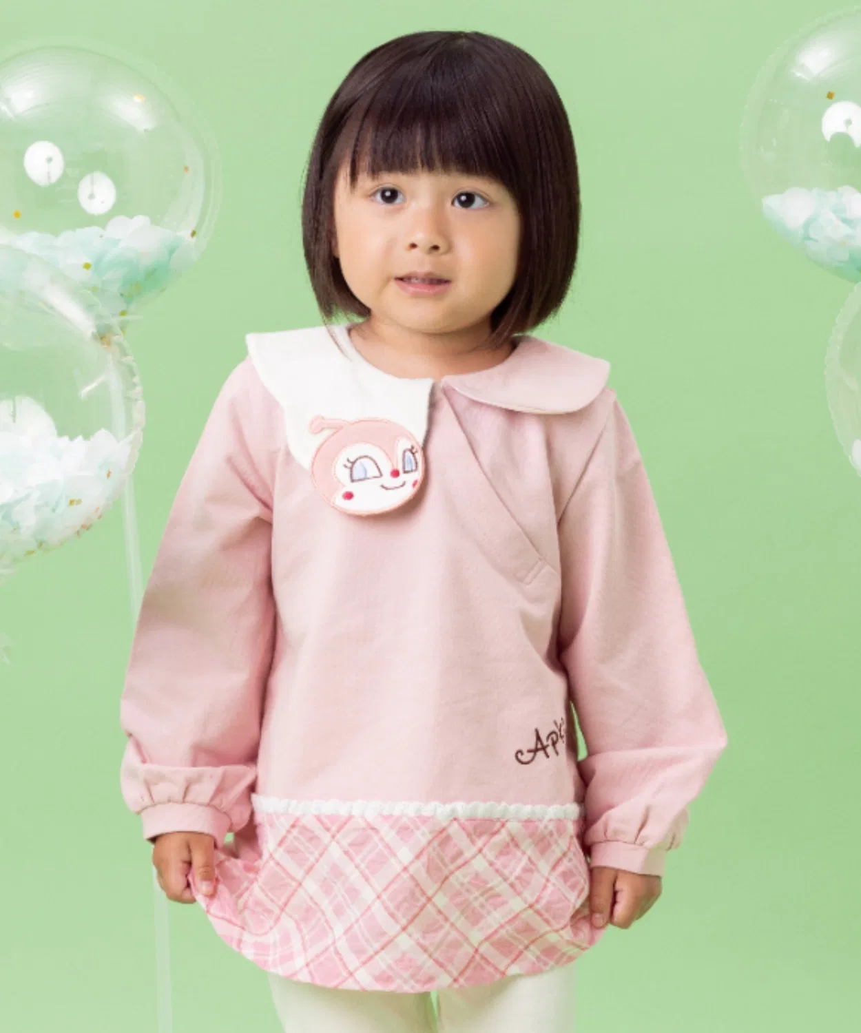 Пуловер с аппликацией лица на вороте, Anpanman Kids Collection, розовый