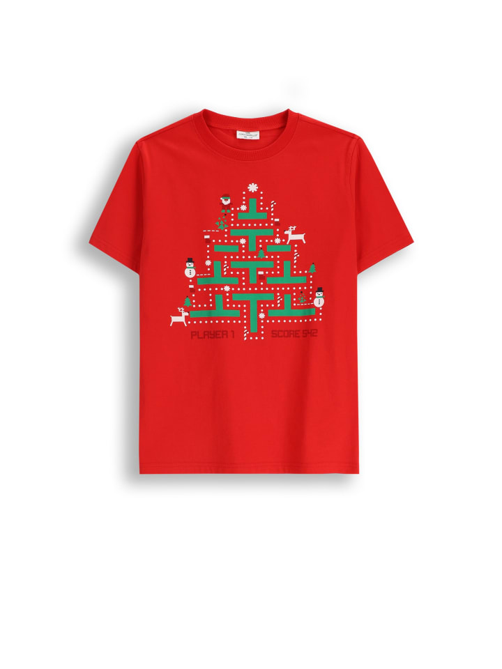 

Рождественская футболка с короткими рукавами красного цвета Coccodrillo