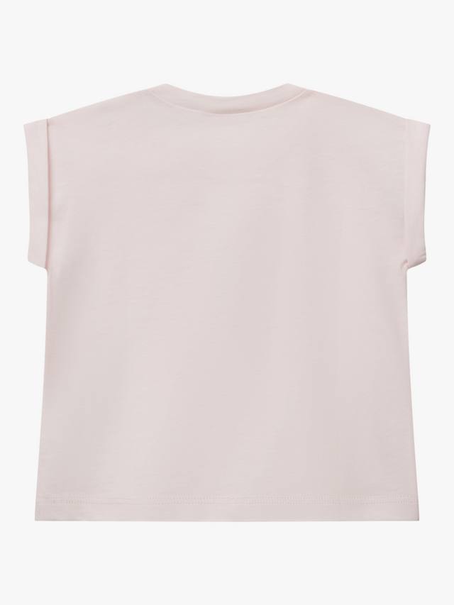 Детский хлопковый топ с коротким рукавом и принтом Benetton, Pastel Pink — фото 2