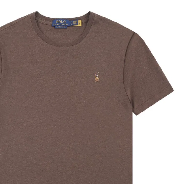Футболка Polo Ralph Lauren с круглым вырезом кофейно-коричневая — фото 4