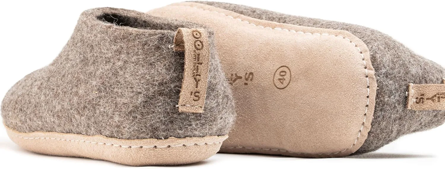 Тапочки Woolly из войлока с кожаной подошвой | Премиальная новозеландская шерсть | Ручная работа по итальянскому дизайну | Мягкие, дышащие и без запаха Woolly's, коричневый — фото 3