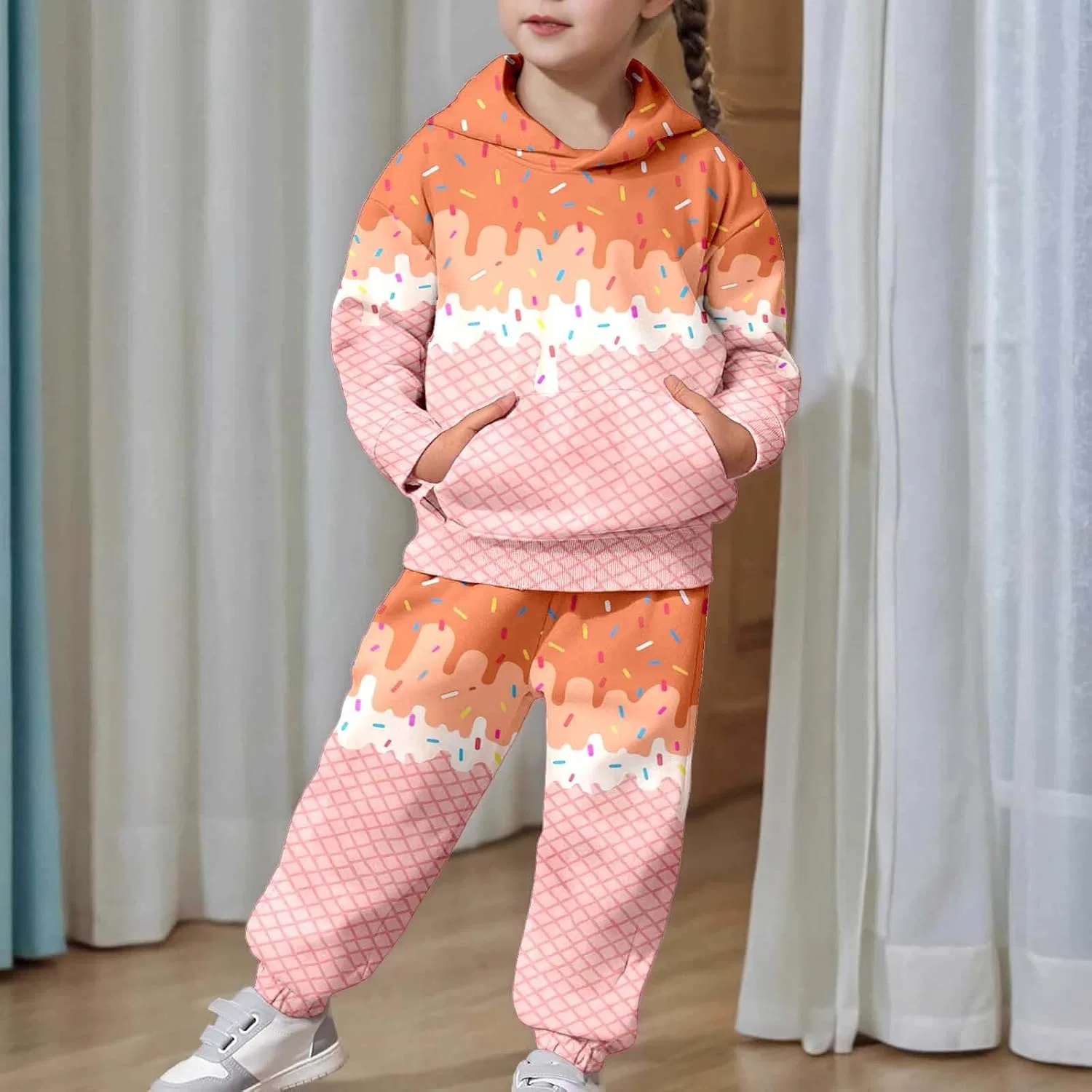 Детский спортивный костюм с принтом мороженое, Generic, 12-orange — фото 2