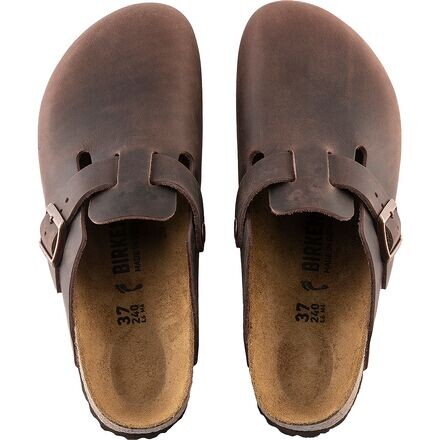 Женские сабо Birkenstock Boston кожаные с мягкой стелькой, коричневый — фото 2