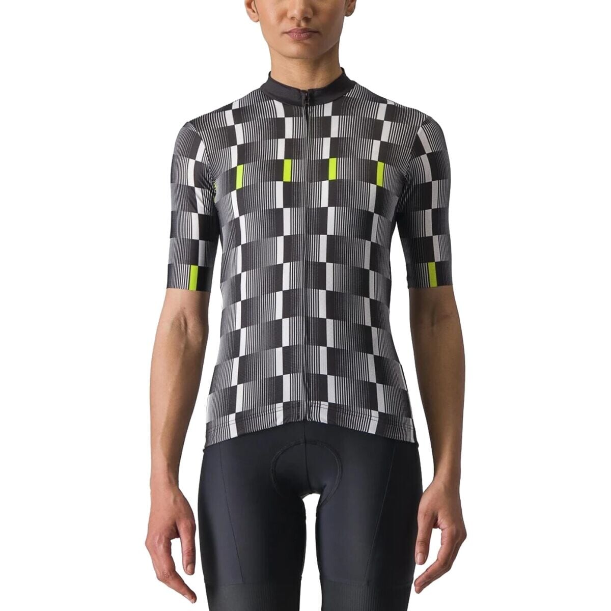 

Размерный джерси Castelli, цвет black/white-electric lime